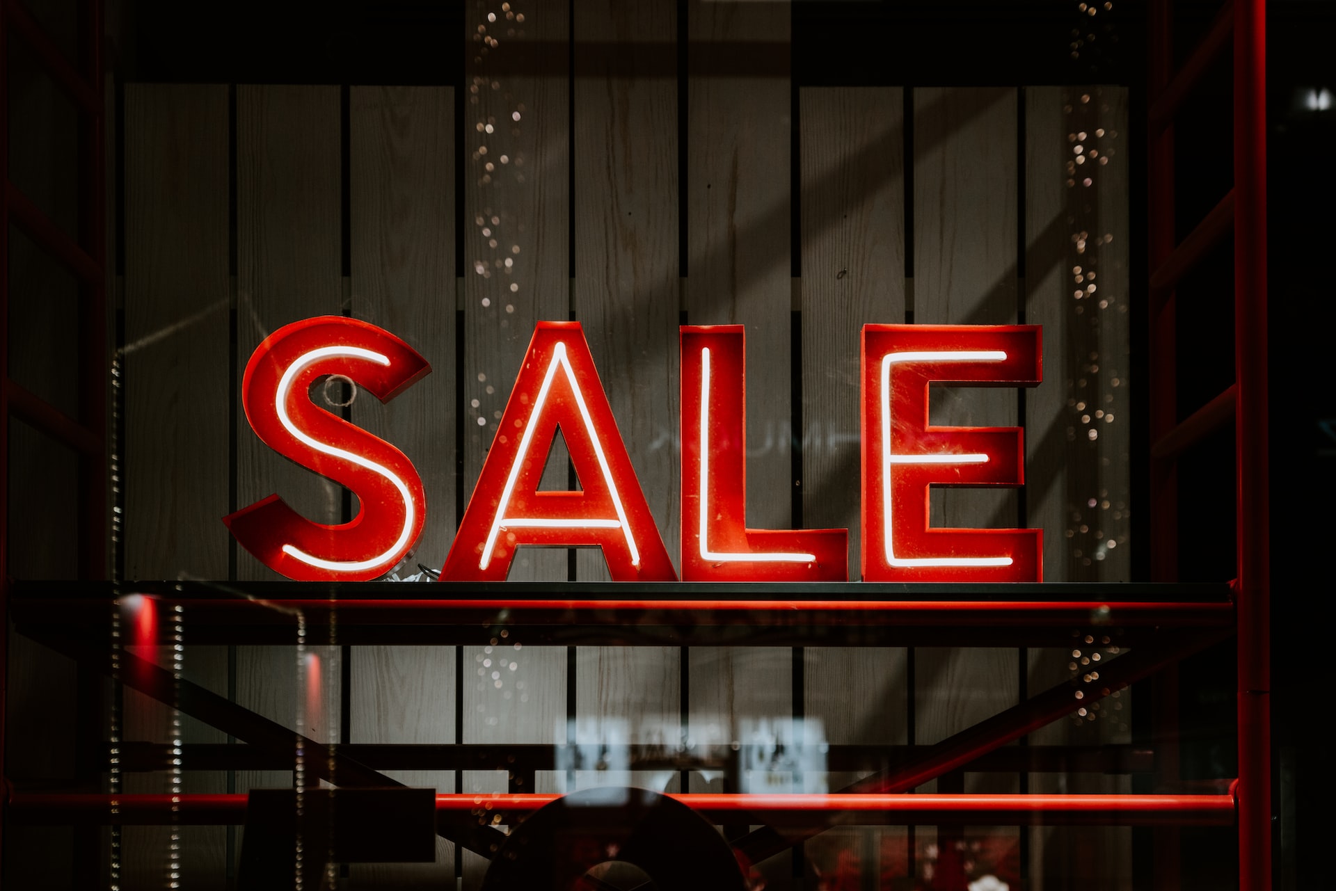 red and white sale LED sign